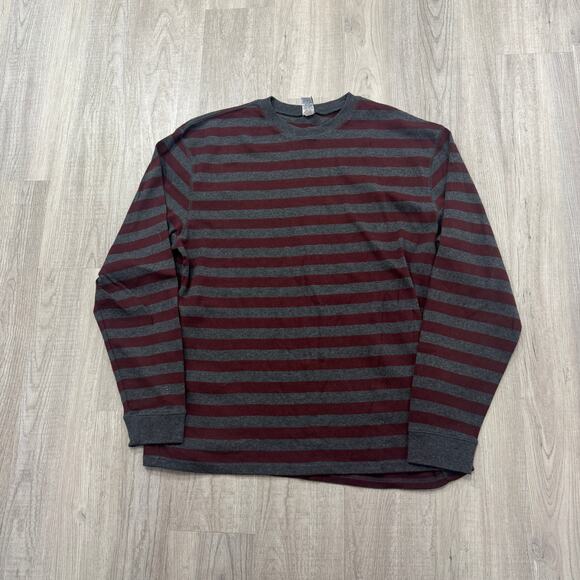 Vintage Old Navy Striped Shirt Mens Large Red Gray Long Sleeve Preppy y2k 2000s - Picture 1 of 8